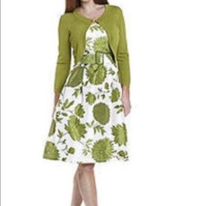 Jessica Howard 6 Green Floral Print Dress Sweater